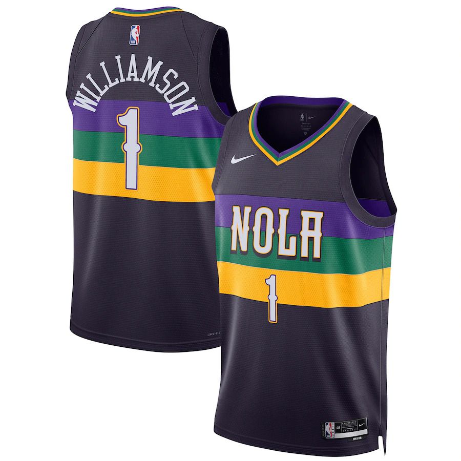 Men New Orleans Pelicans #1 Zion Williamson Nike Purple City Edition 2022-23 Swingman NBA Jersey